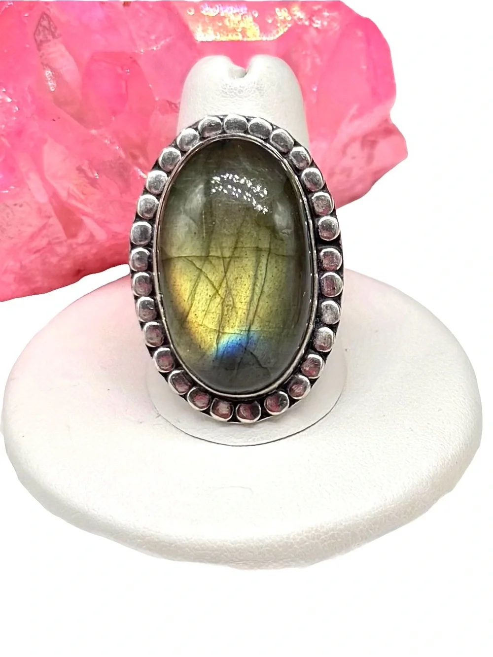 Labradorite Ring Size 10 925 Sterling Silver Overlay